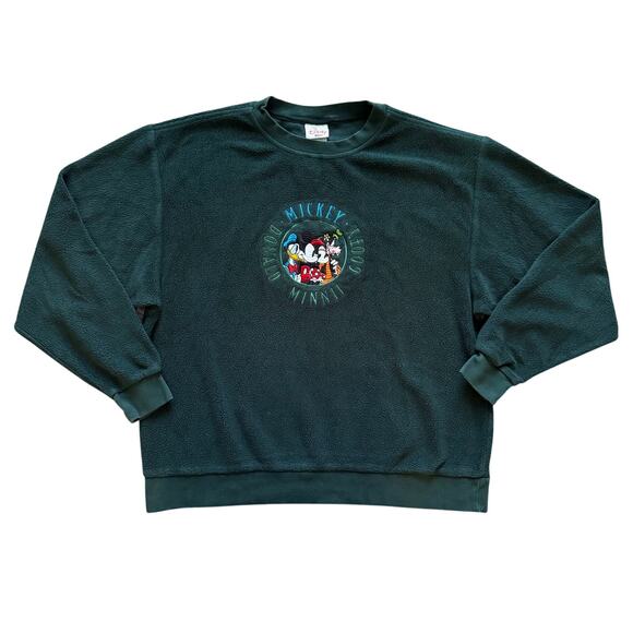 VTG Disney Store Mickey Minnie Donald Goofy Sweatshirt Womens M L Green 90s - Picture 1 of 12